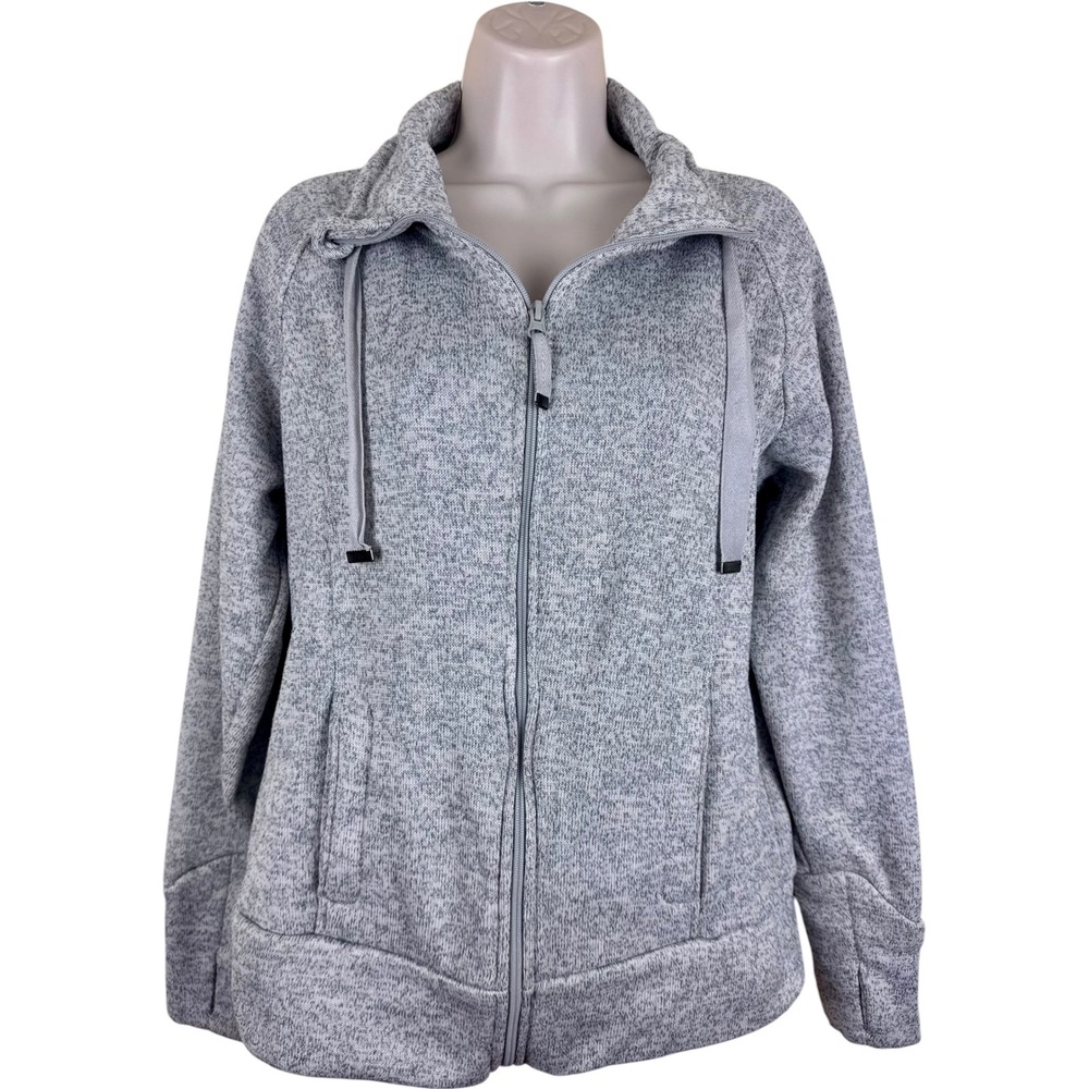 Danskin Now Cloud Melange Full Zip Fleece Jacket Gray L 12-14 - Picture 2 of 7